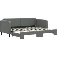 vidaXL Slaapbank met onderschuifbed 80x200 cm stof donkergrijs