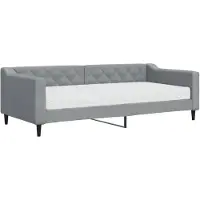 vidaXL Slaapbank met matras 90x200 cm stof lichtgrijs