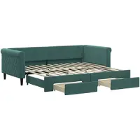 vidaXL Slaapbank onderschuifbed en lades 90x200 cm fluweel donkergroen