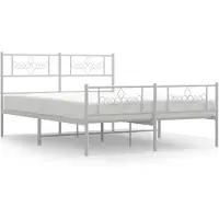vidaXL Bedframe met hoofd- en voeteneinde metaal wit 120 x 190 cm