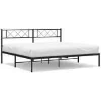 vidaXL Bedframe met hoofdbord metaal zwart 193x203 cm