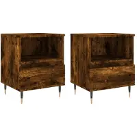 vidaXL Nachtkastjes 2 st 40x35x50 cm bewerkt hout gerookt eikenkleurig
