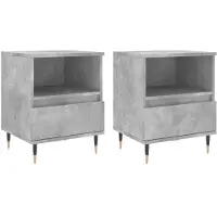 vidaXL Nachtkastjes 2 st 40x35x50 cm bewerkt hout betongrijs