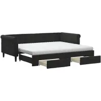vidaXL Slaapbank met onderschuifbed en lades 90x200 cm fluweel zwart