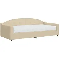 vidaXL Slaapbank met matras 90x200 cm stof crèmekleurig