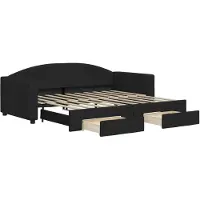 vidaXL Uittrekbaar dagbed met lades, zwart, 90x190 cm, met stoffen bekleding