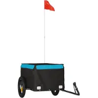 vidaXL Fietstrailer 30 kg ijzer zwart en blauw