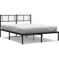 vidaXL Bedframe met hoofdbord metaal zwart 140x190 cm