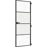 vidaXL Binnendeur smal 76x201,5 cm gehard glas en aluminium zwart