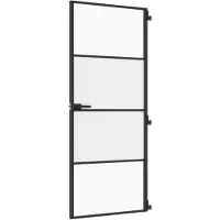 vidaXL Binnendeur smal 83x201,5 cm gehard glas en aluminium zwart