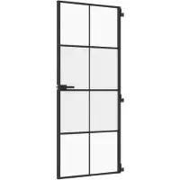 vidaXL Binnendeur smal 83x201,5 cm gehard glas en aluminium zwart