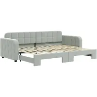 vidaXL Slaapbank met onderschuifbed 80x200 cm fluweel lichtgrijs