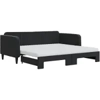 vidaXL Slaapbank onderschuifbed en matrassen 90x190 cm fluweel zwart