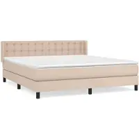 vidaXL Boxspring met matras kunstleer cappuccinokleurig 160x200 cm