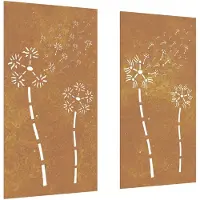 vidaXL Wanddecoratie tuin 2 st bloemenontwerp 105x55 cm cortenstaal