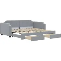 vidaXL Dagbed uitklapbaar met lades, lichtgrijs, 100x200 cm, met stoffen bekleding