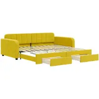 vidaXL Slaapbank met onderschuifbed en lades 100x200 cm fluweel geel