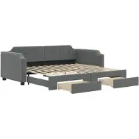 vidaXL Slaapbank onderschuifbed en lades 90x190 cm stof donkergrijs