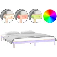 vidaXL Bedframe LED massief hout 160x200 cm
