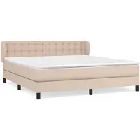 vidaXL Boxspring met matras kunstleer cappuccinokleurig 160x200 cm
