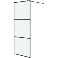 vidaXL Inloopdouchewand 80x195 cm mat ESG-glas zwart
