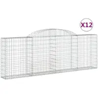 vidaXL Gabionen met boogvorm, 12 stuks, 300x30x100/120 cm, verzinkt staal