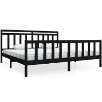 vidaXL Massief houten bed, zwart, 200x200 cm