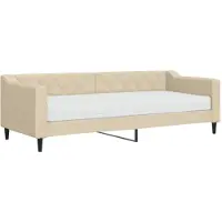 vidaXL Slaapbank met matras 80x200 cm stof crèmekleurig