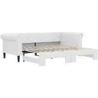 vidaXL Slaapbank met onderschuifbed 90x200 cm kunstleer wit