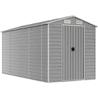 vidaXL Tuinhuis Lichtgrijs 191x385x198 cm Gegalvaniseerd Staal