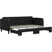 vidaXL Slaapbank met onderschuifbed 80x200 cm stof zwart