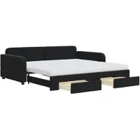 vidaXL Slaapbank met onderschuifbed en lades 100x200 cm fluweel zwart