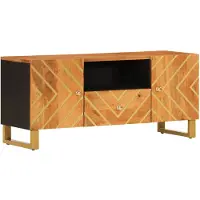 vidaXL Tv-meubel 105x33,5x46 cm massief mangohout bruin en zwart
