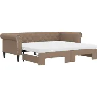 vidaXL Slaapbank onderschuifbed en matrassen 90x200 cm kunstleer