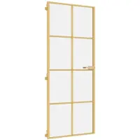 vidaXL Binnendeur smal 83x201,5 cm gehard glas en aluminium goudkleur