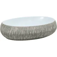 vidaXL Opzetwasbak ovaal 59x40x15 cm keramiek grijs en blauw
