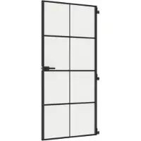 vidaXL Binnendeur smal 93x201,5 cm gehard glas en aluminium zwart