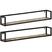 vidaXL Wandschappen 2 st 110x17x17 cm massief gerecycled hout en ijzer