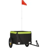 vidaXL Fietsaanhanger, zwart en groen, 30 kg, staal