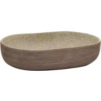 vidaXL Opzetwasbak ovaal 59x40x14 cm keramiek zandkleurig en bruin