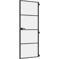 vidaXL Binnendeur smal 76x201,5 cm gehard glas en aluminium zwart