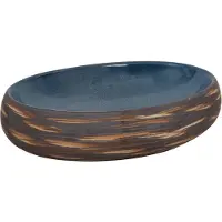 vidaXL Opzetwasbak ovaal 59x40x15 cm keramiek bruin en blauw