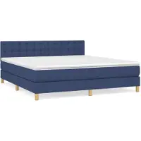 vidaXL Boxspring met matras stof blauw 160x200 cm