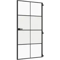 vidaXL Binnendeur smal 102,5x201,5 cm gehard glas en aluminium zwart