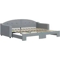 vidaXL Slaapbank met onderschuifbed 90x200 cm stof lichtgrijs