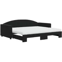 vidaXL Slaapbank onderschuifbed en matrassen 90x200 cm fluweel zwart