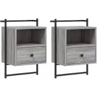 vidaXL Nachtkastjes 2 st wandgemonteerd 40x30x61 cm hout grijs sonoma