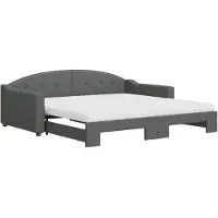vidaXL Slaapbank onderschuifbed matrassen 100x200 cm stof donkergroen