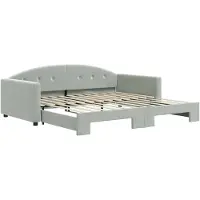 vidaXL Slaapbank met onderschuifbed 100x200 cm fluweel lichtgrijs
