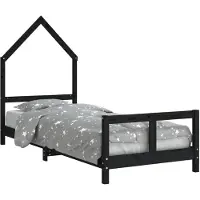 vidaXL Kinderbedframe 80x200 cm massief grenenhout zwart